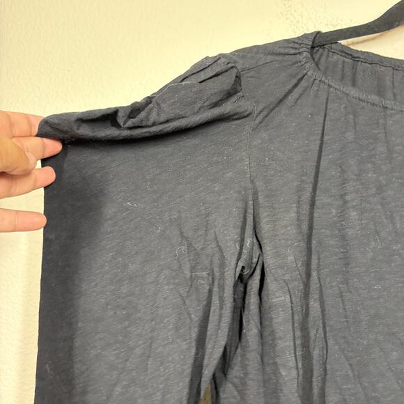 Velvet by Graham & Spencer Medium Tracie Ruched Top Black Puff Long Sleeves - Picture 4 of 10